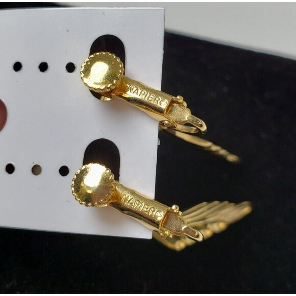 Vintage Napier Gold Tone Dangle Drop Screw Back Leaf Shaped Earrings - Picture 11 of 13